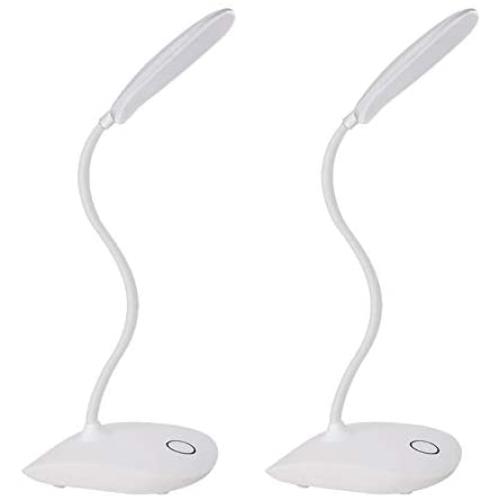 DEEPLITE LED Desk Lamp with Flexible Gooseneck 3 Level Brightness, Battery Operated Table Lamp 5W Touch Control, Compact Portable lamp for Dorm Study Office Bedroom( Set of 2)