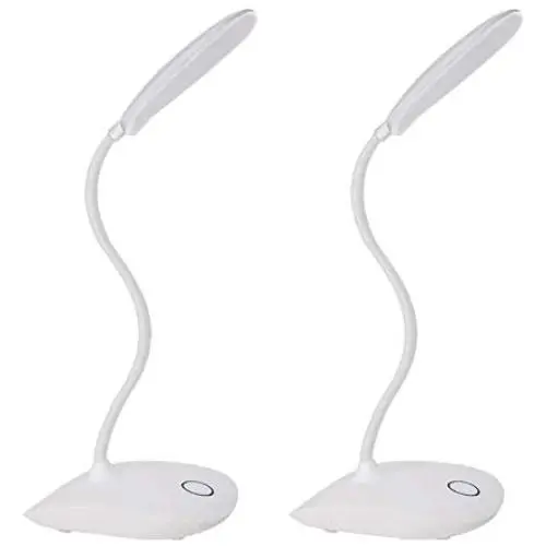 DEEPLITE LED Desk Lamp with Flexible Gooseneck 3 Level Brightness, Battery Operated Table Lamp 5W Touch Control, Compact Portable lamp for Dorm Study Office Bedroom( Set of 2)