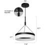 Modern Black LED Chandelier with Hanging Pendant Lighting Ceiling Light Fixtures for Living Room Dining Room Kitchen Island Bedroom (11.8 Inches) - Cool Light, 6000 K, 20W, 2400lms