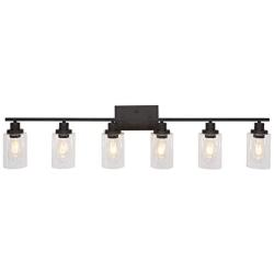 MELUCEE 6-Light Bathroom Vanity Light Fixture Vintage Industrial Oil Rubbed Bronze Wall Sconce Lighting with Clear Glass Shade for Living Room Bedroom Kitchen