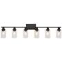 MELUCEE 6-Light Bathroom Vanity Light Fixture Vintage Industrial Oil Rubbed Bronze Wall Sconce Lighting with Clear Glass Shade for Living Room Bedroom Kitchen