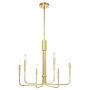 XiNBEi Lighting Chandeliers, Brass Chandelier with LED Bulb, Modern Pendant Lighting for Living & Dining Room XB-C1213-6-SB