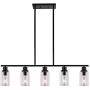 Sivilynus Kitchen Island Light Fixture Ceiling Hanging Farmhouse Chandelier Black 5 Lights Pendant Lighting Modern Industrial Style Lighting for Kitchen Table Hallway and Dining Room