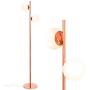 Brightech Sphere - Mid Century Modern 2 Globe Floor Lamp for Living Room Bright Lighting - Contemporary LED Standing Light for Bedrooms & Offices - Rose Gold Indoor Pole Light