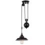 Rustic Pulley Pendant One Light Adjustable Height Industrial Pulley Lighting Retro Black Rustic Ceiling Hanging Light Indoor Island Lamp for Dining Living Room Kitchen Hallway Foyer Farmhouse