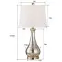 Maxax Table Lamps Set of 2 with USB Charging Port Gold Mercury Glass Bedside Nightstand Lamp White Drum Shade for Living Room Family