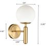 EUL Mid-Century Bedroom Sconce Globe Vanity Wall Light in Brass Finish