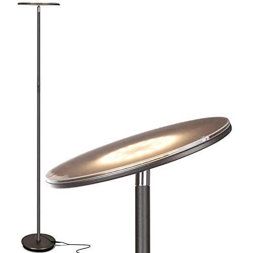 Brightech Sky Flux - The Very Bright LED Torchiere Floor Lamp, for Your Living Room & Office - Halogen Lamp Alternative with 3 Light Options Incl. Daylight - Dimmable Modern Uplight - Bronze