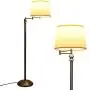 Tangkula LED Floor Lamp w/Swing Arm, Iron Pipe Electroplated Nickel & Hanging Lamp Shade for Reading, Classic Standing Lamp for Home Living Room Study Bedroom Office (Nickel)