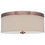 Kira Home Walker 15'' Mid-Century Modern 3-Light Flush Mount Ceiling Light, Cream Fabric Shade + Round Glass Diffuser, Copper Bronze Finish