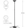 Brightech SkyLite LED Torchiere Floor Lamp – Bright, High Lumen Uplight for Reading in Living Rooms & Offices - 3 Way Dimmable to 30 Percent Brightness - Tall Standing Pole Light - Black