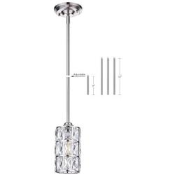 Doraimi 1 Light Crystal Pendant with Brushed Nickel Finish,Modern and Concise Pendant Fixture with Crystal Plate Metal Shade for Bar, Dining Room, Corridor,Living Room.LED Bulb(not Include)