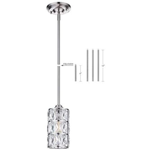 Doraimi 1 Light Crystal Pendant with Brushed Nickel Finish,Modern and Concise Pendant Fixture with Crystal Plate Metal Shade for Bar, Dining Room, Corridor,Living Room.LED Bulb(not Include)