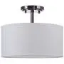 LED Fabric Drum Shade semi Flush Mount Ceiling Light PS Diffuser with Antique Nickel Finish, Lenin Fabric Chandeliers Shade for Bar, Dining Room, Corridor,Living Room.12.25'' 2 Light