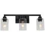 VINLUZ Bathroom Vanity Light fixtures Black Finish with Clear Glass Shade Over Mirror 3-Light Farmhouse Bathroom Lighting Industrial Wall Light Sconces for Living Room Hallway VINLUZ Bathroom Vanity Light fixtures Black Finish with Clear Glass Shade Over Mirror 3-Light Farmhouse Bathroom Lighting Industrial Wall Light Sconces for Living Room Hallway