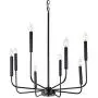 Wellmet Matte Black Farmhouse Chandeliers, 8-Light Classic Candle Ceiling Hanging Light Fixture Rustic Pendant Lighting for Kitchen Island, Dining Room, Living Room, 26''D