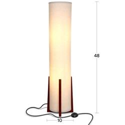 Brightech Parker - Decorative Tower Shade Floor Lamp for Living Rooms - Contemporary Column Lamp - Soft Light for Bedroom Standing 48 Inches (4) Tall - Asian Design w/Wood Frame - Incl. 2 LED Bulbs