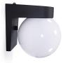 CORAMDEO Commercial Residential Outdoor Globe Light, Porch Light, Dusk to Dawn Photocell, Wet Location, Built in LED Gives 75W of Light, 800 Lumens, 5K, Black Cast Aluminum with Acrylic Globe