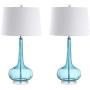 JONATHAN Y JYL1079B-SET2 Bette 28.5'' Glass Teardrop LED Table Lamp Contemporary,Transitional for Bedroom, Living Room, Office, College Dorm, Coffee Table, Bookcase, Aqua(Setof2)