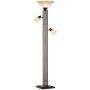 Metro Mission Torchiere Lamp with Side Lights Bronze Champagne Glass Dimmable for Living Room Reading Bedroom Office - Franklin Iron Works