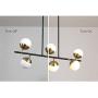 Modo Lighting 6 Lights Mid Century Chandelier Industrial Pendant Light Molecule Magic Bean Glass Globe Ceiling Pendant Light Fixture Metal Linear Chandelier for Living Dining Room Kitchen Island