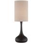 Modern Table Lamp Espresso Bronze Metal Droplet Linen Cylinder Shade for Living Room Family Bedroom Bedside Office - 360 Lighting