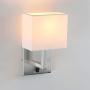 Permo Set of 2 Single Wall Sconce Light Fixture with White Textile Shades and On/Off Switch Button Small Modern Nightstand Lamps for Bedrooms Bedside Reading (Brushed)
