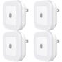 Dimmable Plug in LED Night Light - SYCEES Nightlight with Dusk to Dawn Sensor for Bedroom, Kids Room, Nursery, Bathroom, Kitchen, Hallway, Stairs, Daylight White, 4 Pack