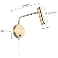 Wall Lamps That Plug in, Joossnwell Bronze Metal Industrial Wall Spotlight with Switch on Off for Home Bedside Lighting Fixtures Warm White 3000K 1 Pack