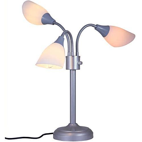 Modern Table Lamp Room Light by Lightaccents - Medusa Multi Head Standing Lamp Bedroom Light with 3 Positionable White Acrylic Reading Shades Room Light (Grey)