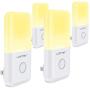 Dimmable Plug in Night Light, Slim Adjustable Brightness LED Night Lamp with Auto Dusk to Dawn Sensor, Warm White Baby Night Lights for Kids Room, Bedroom, Bathroom, Hallway, Kitchen, Stairs (4 Pack)