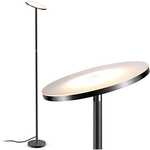 LED Floor Lamps for Living Room, Tall Torchiere Floor Lamps, Stepless Dimmable Modern Pole Reading Standing Lamp with Remote & Touch Control for Offices Bedroom （Black)