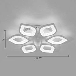 LITFAD 6 Heads Petal Semi Flush Light Monochromatic LED Ceiling Light Fixture 110-120V 60W Modern Acrylic Ceiling Lamp with White Metal Canopy for Living Room Bedroom Restaurant - White