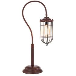 CO-Z Industrial Table Lamp Metal, Rustic Farmhouse Desk Lamp with Cage Style Shade, Vintage Edison Table Lamp for Living Room, Bedroom, Office