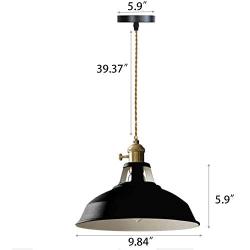 KWOKING Lighting Nordic Macaron Color Industrial Hanging Lamp Creative Modern Adjustable Metal Pendant Light Chandeliers for Living Room, Kitchen Island, Hotel, Warehouse,Study Room, Black