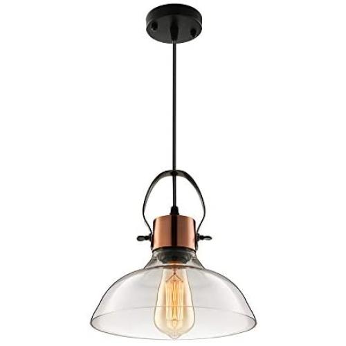 Industrial Edison Vintage Glass Pendant Lighting-LITFAD Classic Dome Ceiling Light Chandelier Mounted Light Fixtures Copper Finish for Dining Room Foyer Living Room Cafe Bar