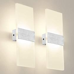 Modern Wall Sconces,12w Led Acrylic Wall Lamp,5.57ft Plug in and On/Off Switch On Cord,Wall Mounted Lighting for Bedroom,Living Room,Hotel,Staircase,11.41'' X 4.37'' X 1.88'',3000k Warm White,Set of 2