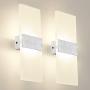 Modern Wall Sconces,12w Led Acrylic Wall Lamp,5.57ft Plug in and On/Off Switch On Cord,Wall Mounted Lighting for Bedroom,Living Room,Hotel,Staircase,11.41'' X 4.37'' X 1.88'',3000k Warm White,Set of 2