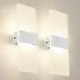 Modern Wall Sconces,12w Led Acrylic Wall Lamp,5.57ft Plug in and On/Off Switch On Cord,Wall Mounted Lighting for Bedroom,Living Room,Hotel,Staircase,11.41'' X 4.37'' X 1.88'',3000k Warm White,Set of 2