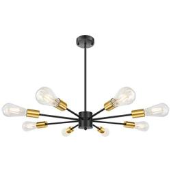 8-Light Sputnik Chandelier, Industrial Modern Ceiling Light Fixture, Semi Flush Mount Mid-Century Vintage Pendant Lights for Dining Room Bedroom Living Room Kitchen Hallway Foyer (Bulbs Not Included)