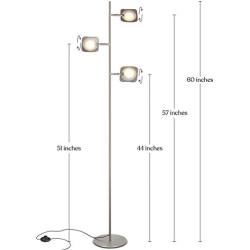 Brightech Tree Spotlight LED Floor Lamp - Very Bright Reading, Craft and Makeup 3 Light Standing Pole - Modern Dimmable & Adjustable Panels - Corner Lamp - Satin Nickel