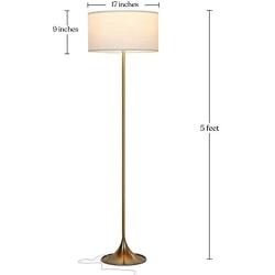 Brightech Quinn - Floor Lamp for Mid Century Modern Living Rooms - Contemporary Office & Bedroom Standing Light Matches Your Style and Gets Compliments - Antique Brass / Gold