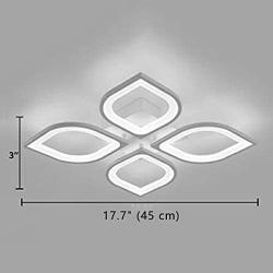 LITFAD 4 Heads Petal Semi Flush Light Monochromatic LED Ceiling Light Fixture 110-120V 40W Modern Acrylic Ceiling Lamp with White Metal Canopy for Living Room Bedroom Restaurant - White