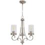 Lucidce 3-Light Modern Chandeliers with Clear Glass Shades, Dining Room Light Brushed Nickel Finish Farmhouse Lighting Fixtures Ceiling Adjustable Chain Hanging Pendant Lights for Kitchen Island
