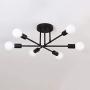 Hsyile Lighting KU300229 Modern-Industrial Style Indoor Chandelier,Flush Mount Ceiling Light Modern Pendant Light,Perfect for Kitchen Bathroom Dining Room Bedroom Hallway etc, 6 Lights-Black