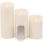 Raz Imports Push Flame Ivory Pillar Candles with Remote, Set of 3 - 2D - Flameless Lighting Accent and Battery Operated Flickering Light Source with Timer - Fake Candles for Living Room and Bedroom
