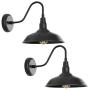 Goalplus Outdoor Barn Light with Wall Mount Exterior Gooseneck Light Fixture for Porch Black Industrial Light Fixture for Farmhouse, 10'' High, 2 Pack, LM2201-2P