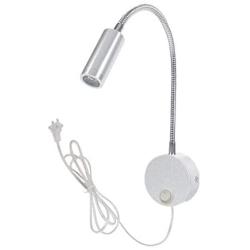 WeFoonLo 3W Wall Mounted Reading Light Flexible Gooseneck LED Sconce Lamp with Plug & Switch for Bedroom, Office, Workbench, Studio (01 Silver Cool)