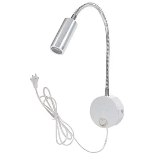 WeFoonLo 3W Wall Mounted Reading Light Flexible Gooseneck LED Sconce Lamp with Plug & Switch for Bedroom, Office, Workbench, Studio (01 Silver Warm)