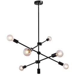 KOSTOMO Modern Black Sputnik Chandelier 6 Lights Ceiling Light Fixture Pendant Dining Kitchen Island Bedroom Lighting